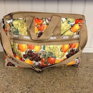 LeSportsac NWOT Multicolor Fruit Print Travel/ Duffle Bag